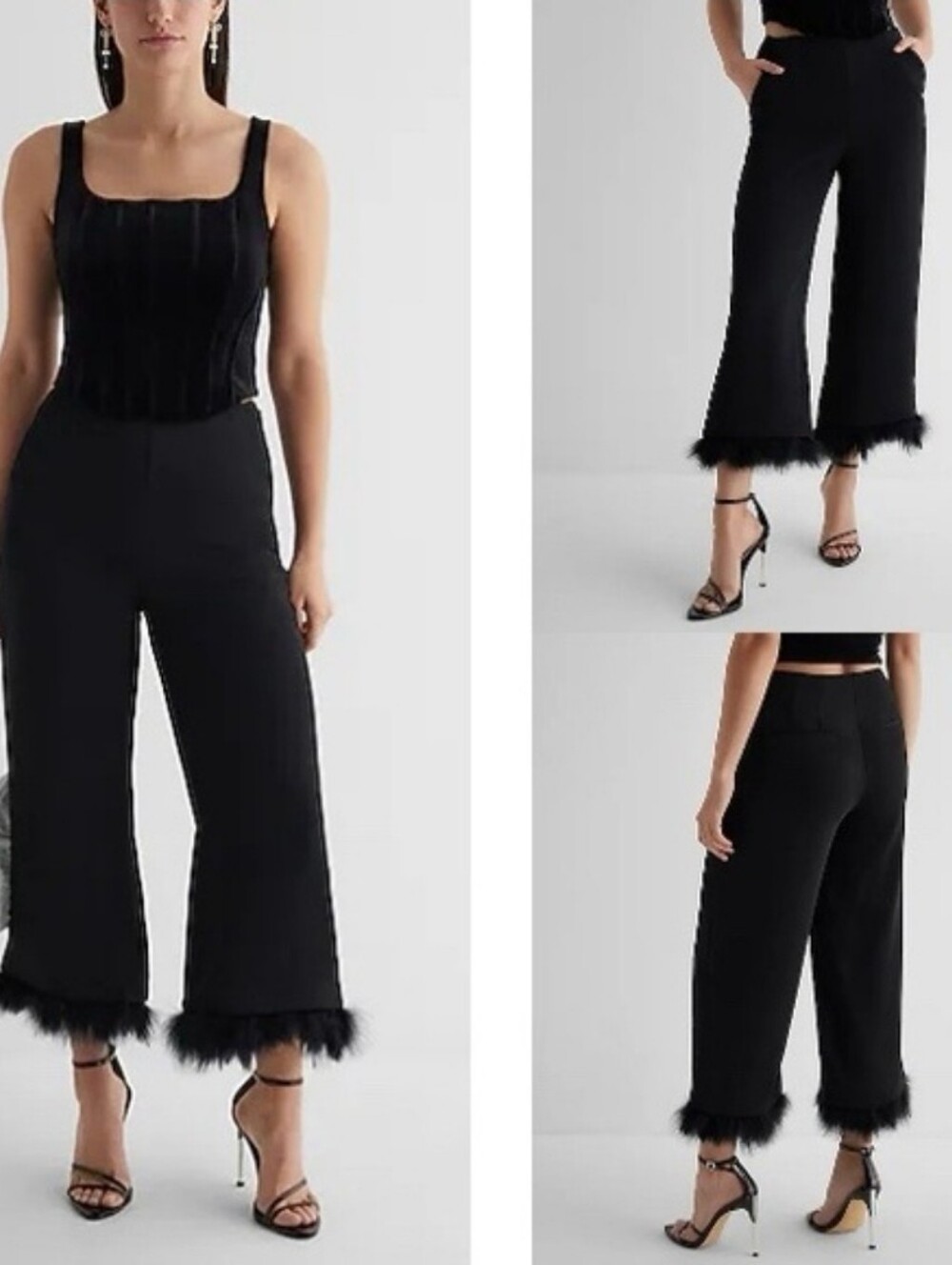 Express Feather Hem Cropped Pant